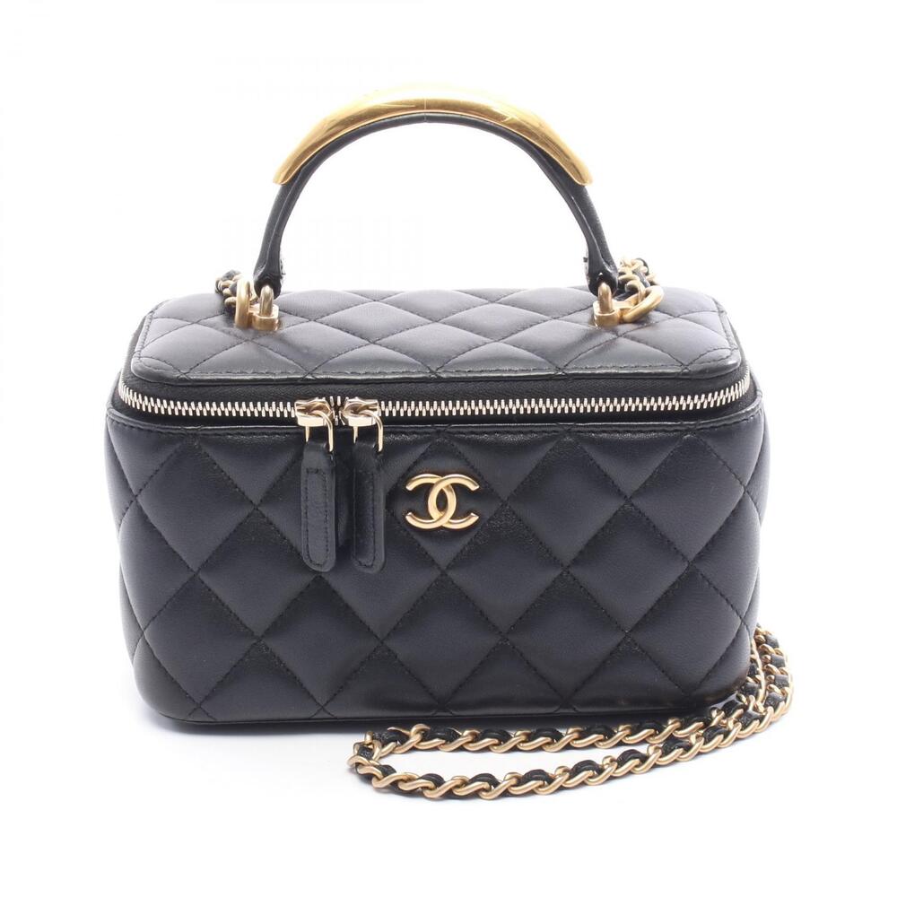 Chanel Matelasse Shoulder Bag Lambskin Sheepskin Black